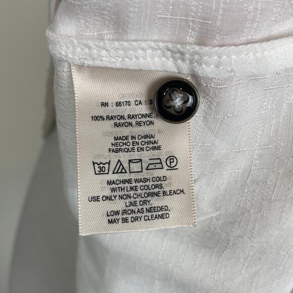 Maeve White Pleated Button  Tank Top 8 - Picture 6 of 9